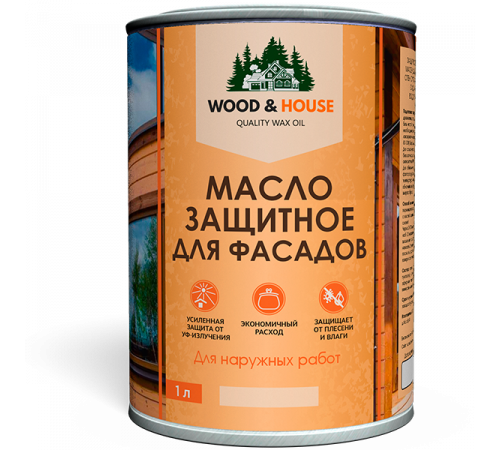 Купить МАСЛО ЗАЩИТНОЕ ДЛЯ ФАСАДОВ WOOD & HOUSE в Якутске, Республика Саха (Якутия)