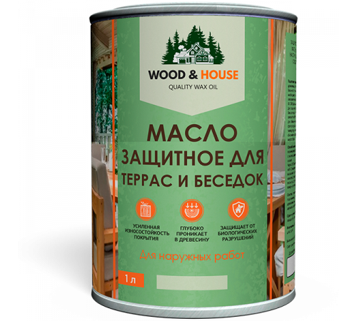 Заказать МАСЛО ЗАЩИТНОЕ ДЛЯ ТЕРРАС И БЕСЕДОК WOOD & HOUSE в Якутске, Республика Саха (Якутия)
